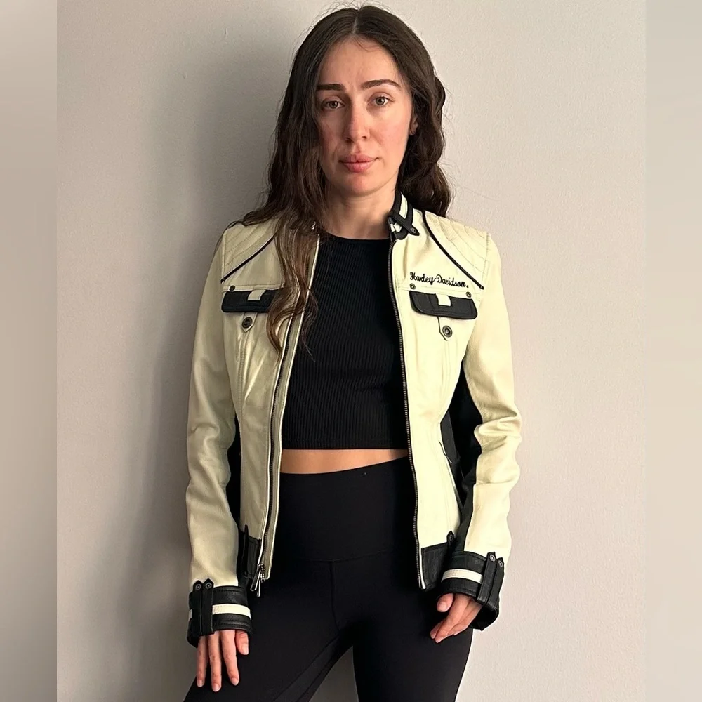 Harley Davidson jacket. X-small. 100% genuine goatskin leather. - Picture 2 of 4